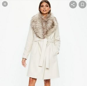 Cream faux fur coat